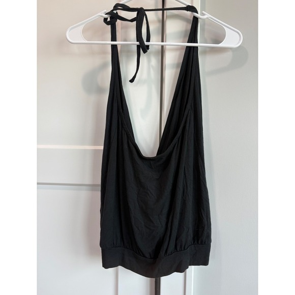 Black Halter Tank Top XS Surplice Tie Neck Sleeveless Casual Blouse - Picture 6 of 6